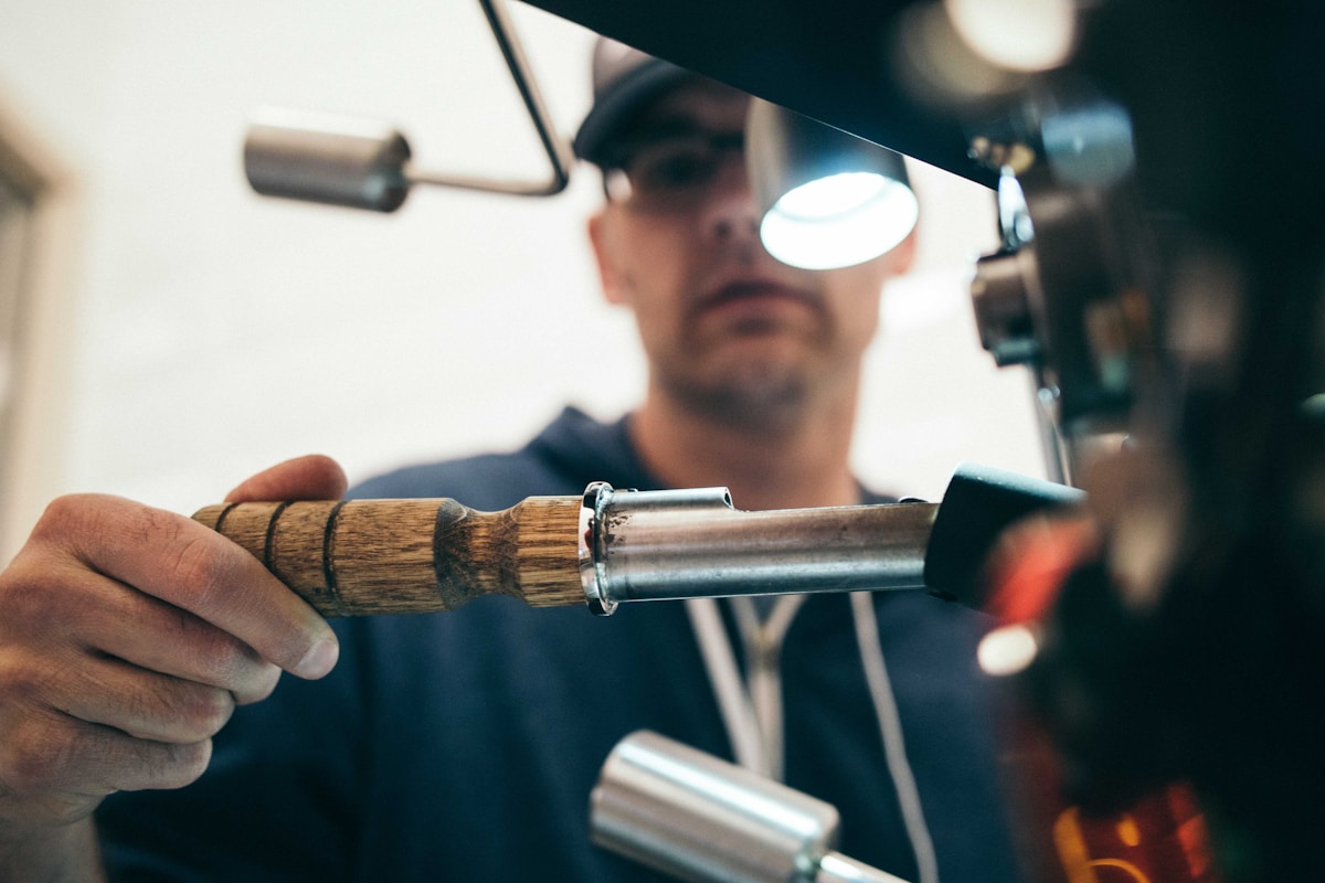 Professional locksmith at work
